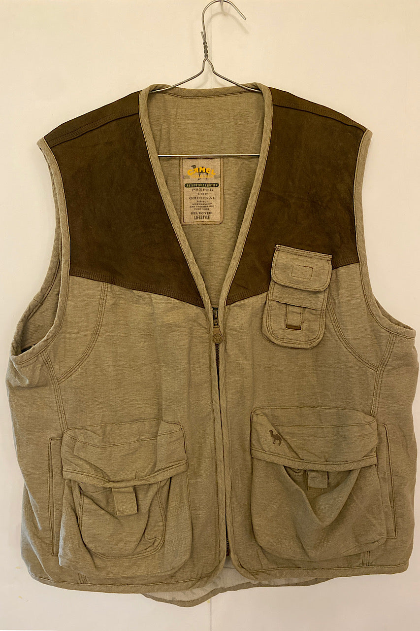 Authentic Camel Cargo Heavy Vest - Excellent L